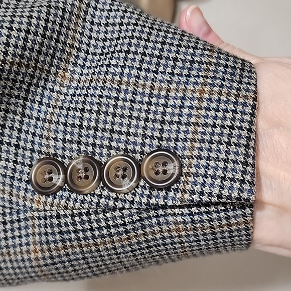 Ralph Lauren Suit Jacket 2 Button Wool/Silk Blazer Houndstooth Coat size 44R - Picture 4 of 12